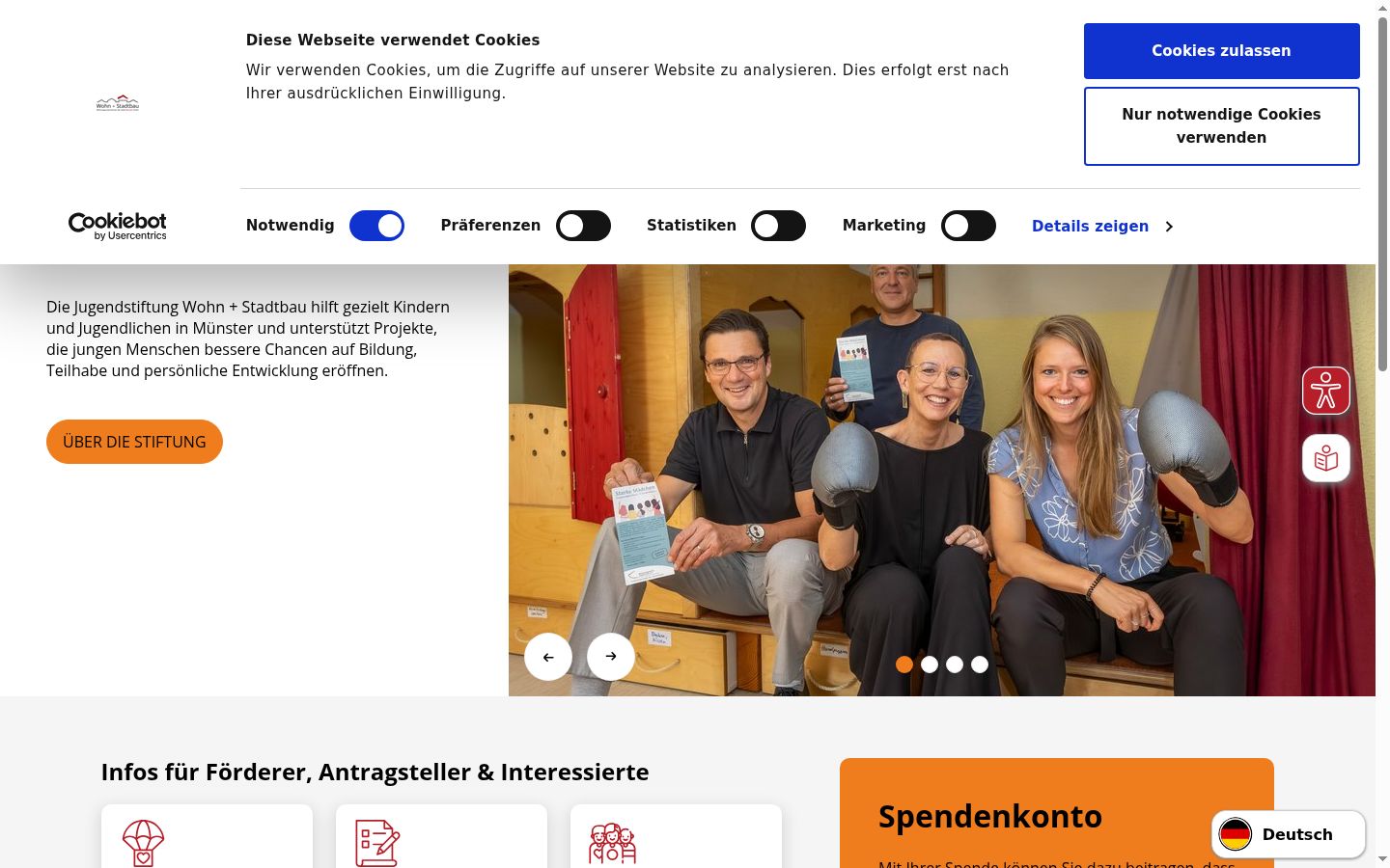 Screenshot del banner di consenso mostrato prima di qualsiasi interazione