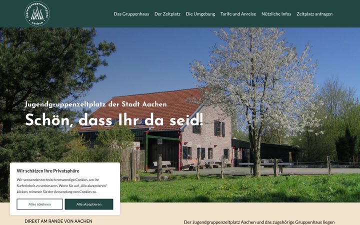 Screenshot of jugendzelten-aachen.de