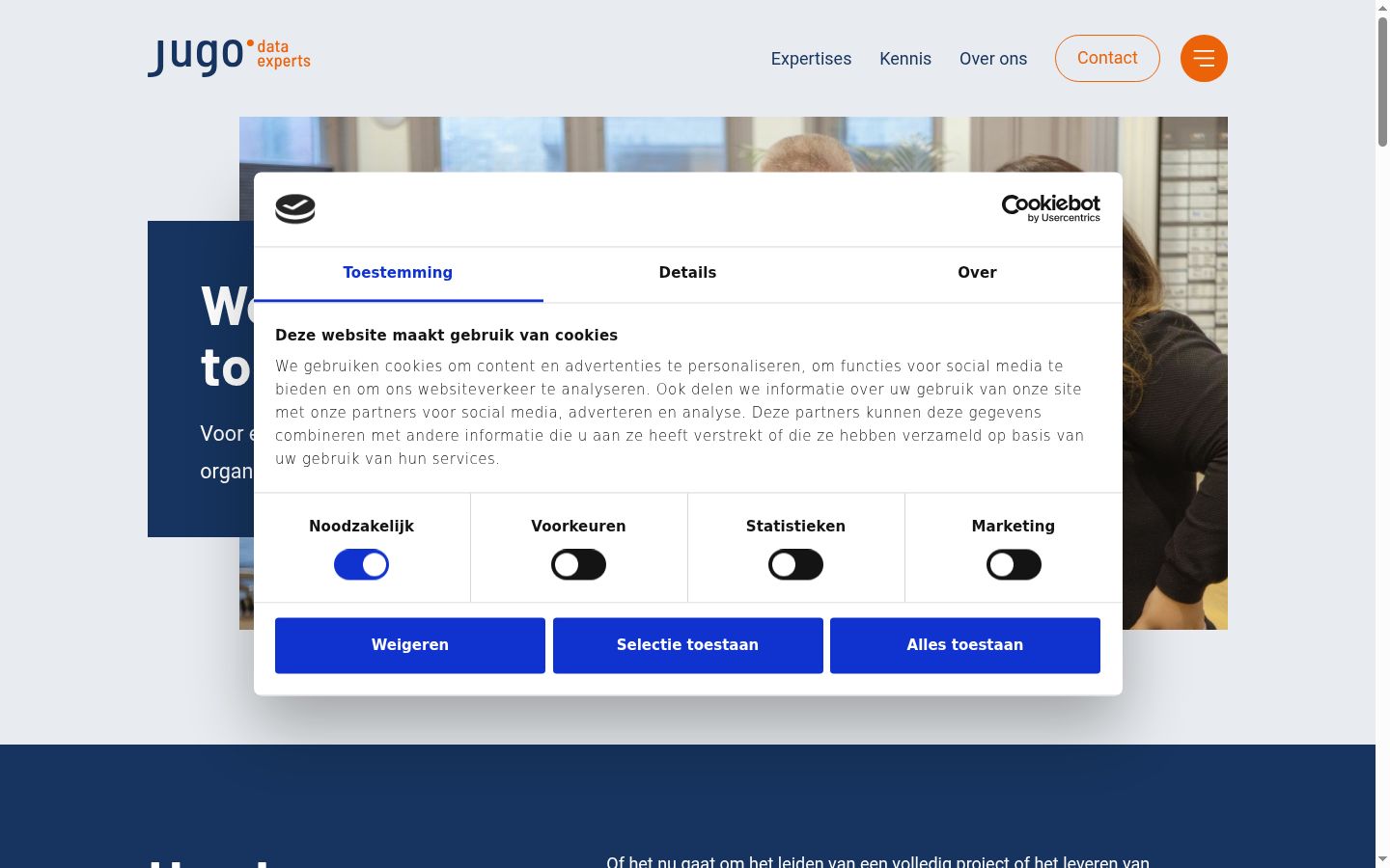 Screenshot del banner di consenso mostrato prima di qualsiasi interazione