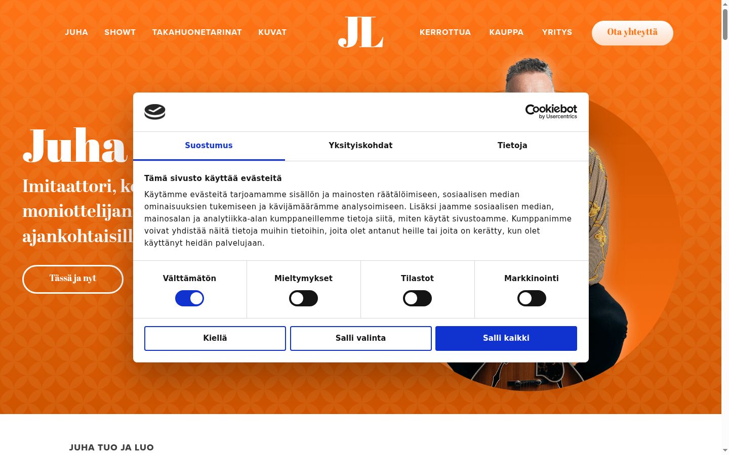 Screenshot of the consent banner shown before any interaction