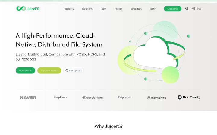 Screenshot of juicefs.com