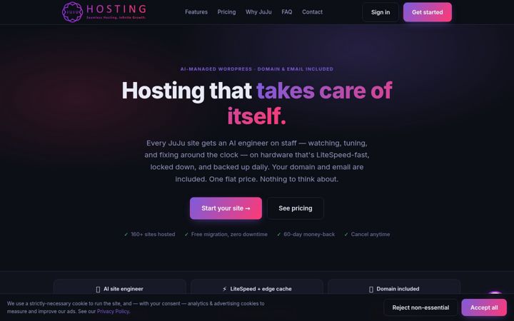 Screenshot of jujuhosting.com