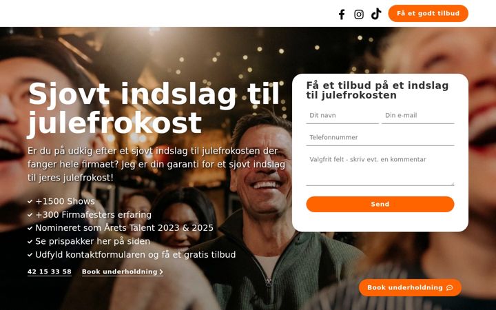 Snímek obrazovky julefrokostindslag.dk