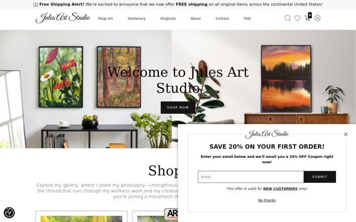 Screenshot of julesartstudio.com