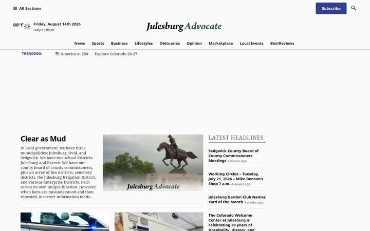 Screenshot of julesburgadvocate.com