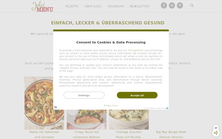 Screenshot of julesmenu.de
