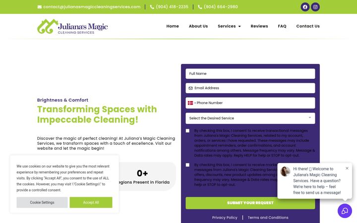 Screenshot of julianasmagiccleaningservices.com