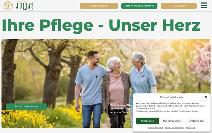Screenshot of julias-pflegedienst.de