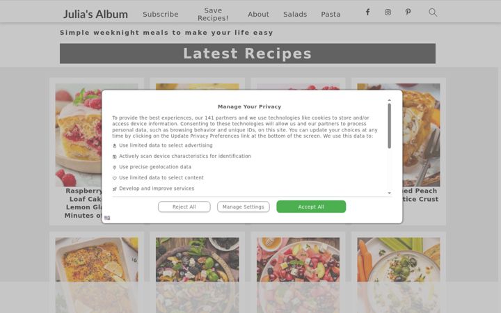 Screenshot of juliasalbum.com