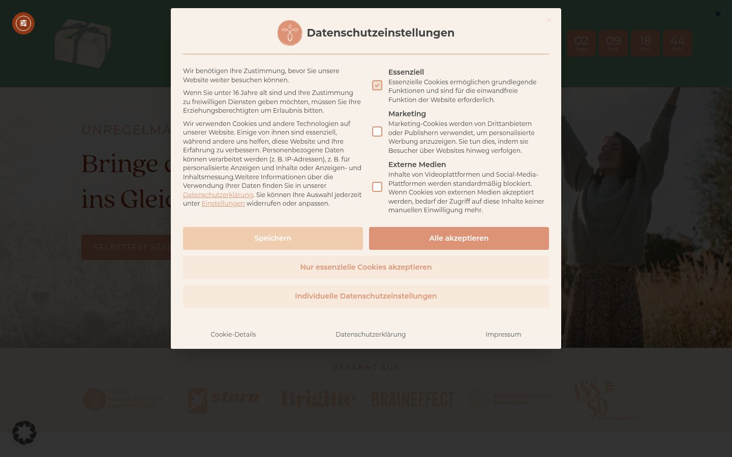 Captura de ecrã do banner de consentimento apresentado antes de qualquer interação