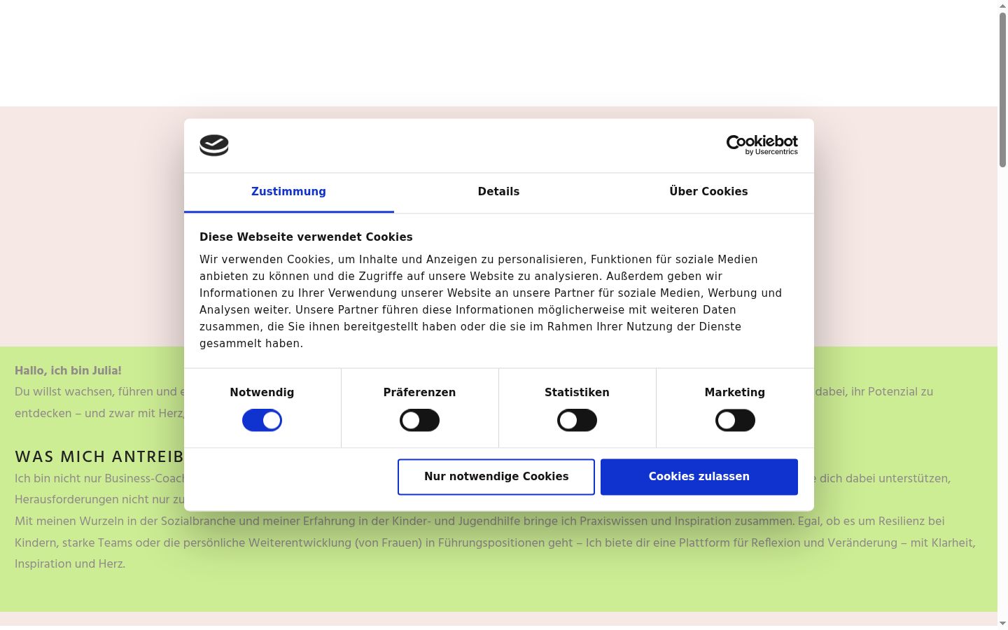 Screenshot tal-banner tal-kunsens muri qabel kwalunkwe interazzjoni