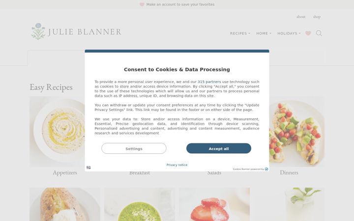Screenshot of julieblanner.com