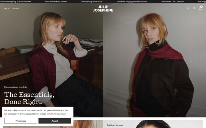 Screenshot of juliejosephine.com
