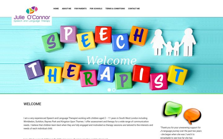 Screenshot of juliespeechtherapy.co.uk