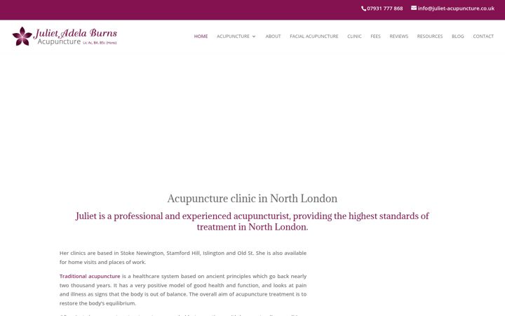Screenshot of juliet-acupuncture.co.uk