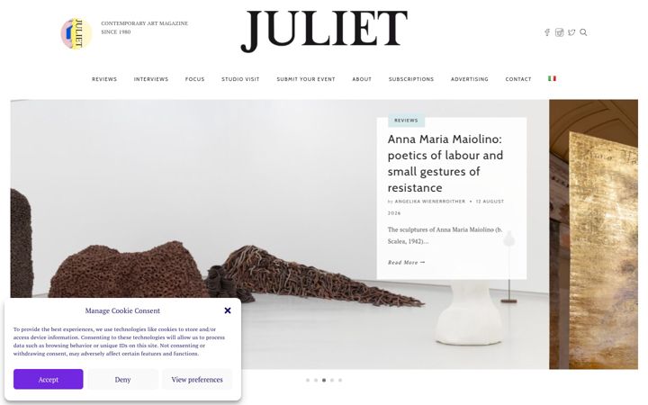 Screenshot of juliet-artmagazine.com