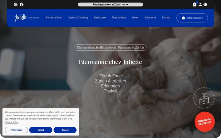 Screenshot of juliette-boulangerie.ch