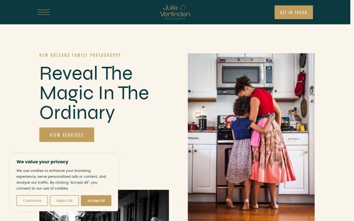 Screenshot of julieverlindenphotography.com