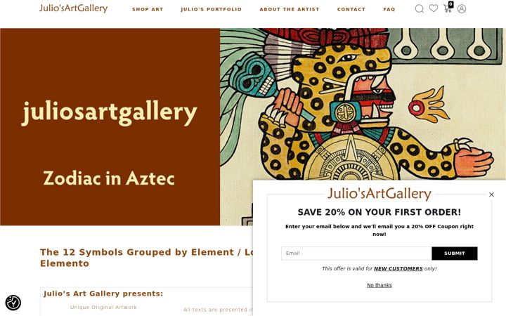 Screenshot of juliosgallery.com