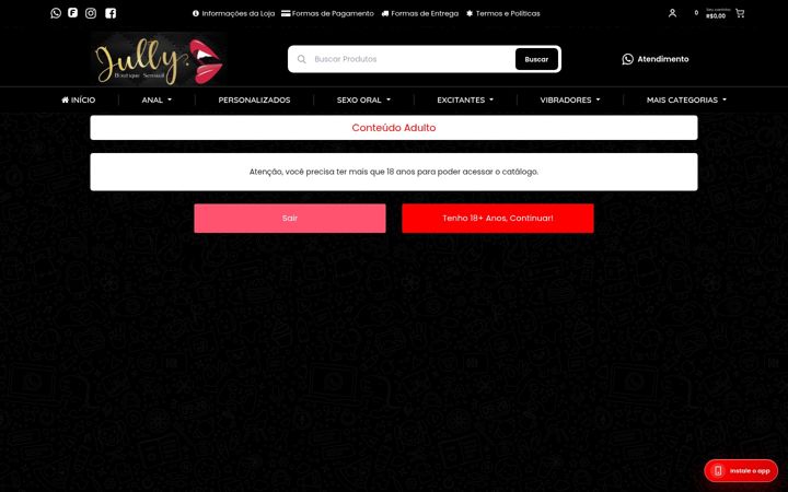 Screenshot of jullyboutiquesensual.com.br
