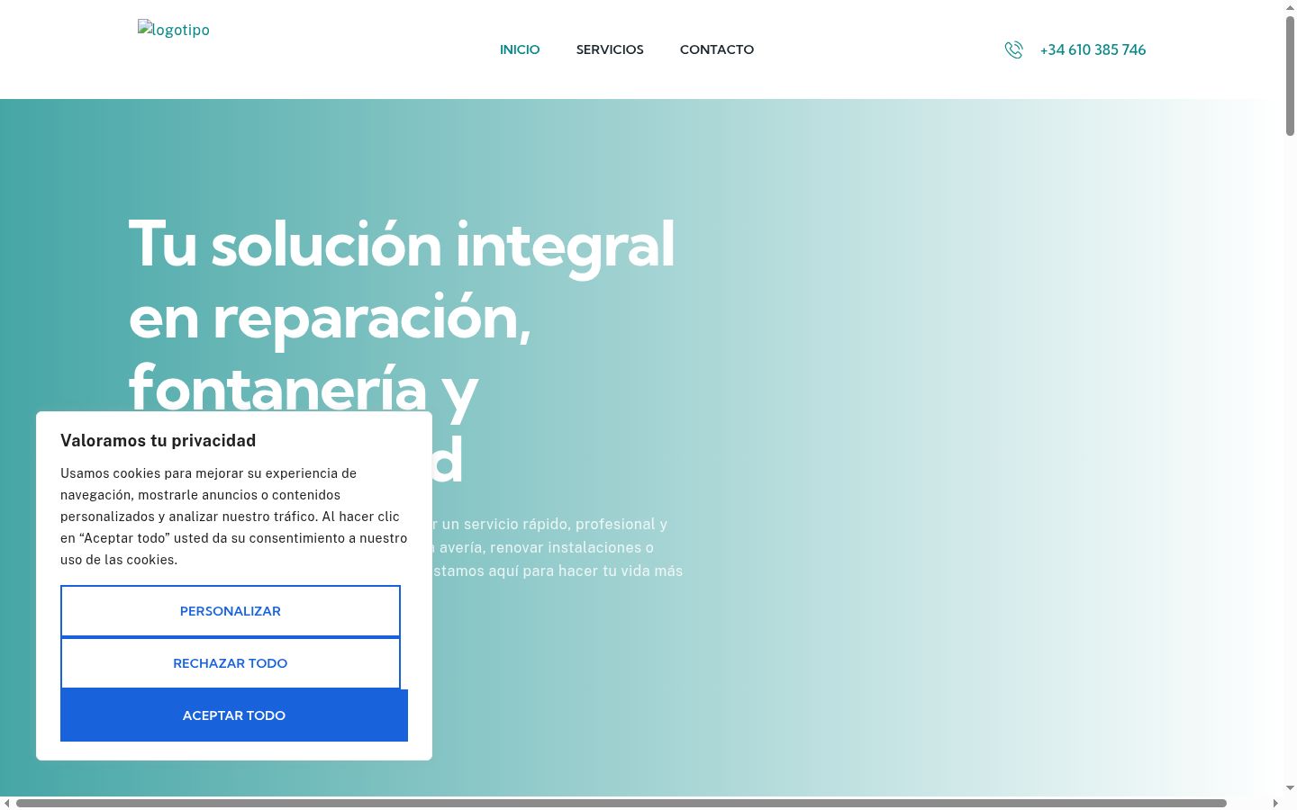 Screenshot del banner di consenso mostrato prima di qualsiasi interazione