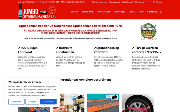 Screenshot of jumbospanbandfabrikant.nl