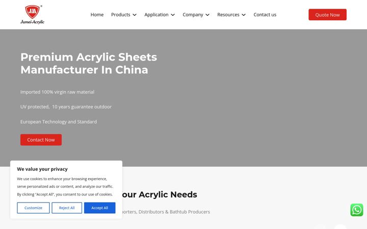 Screenshot of jumei-acrylic.com