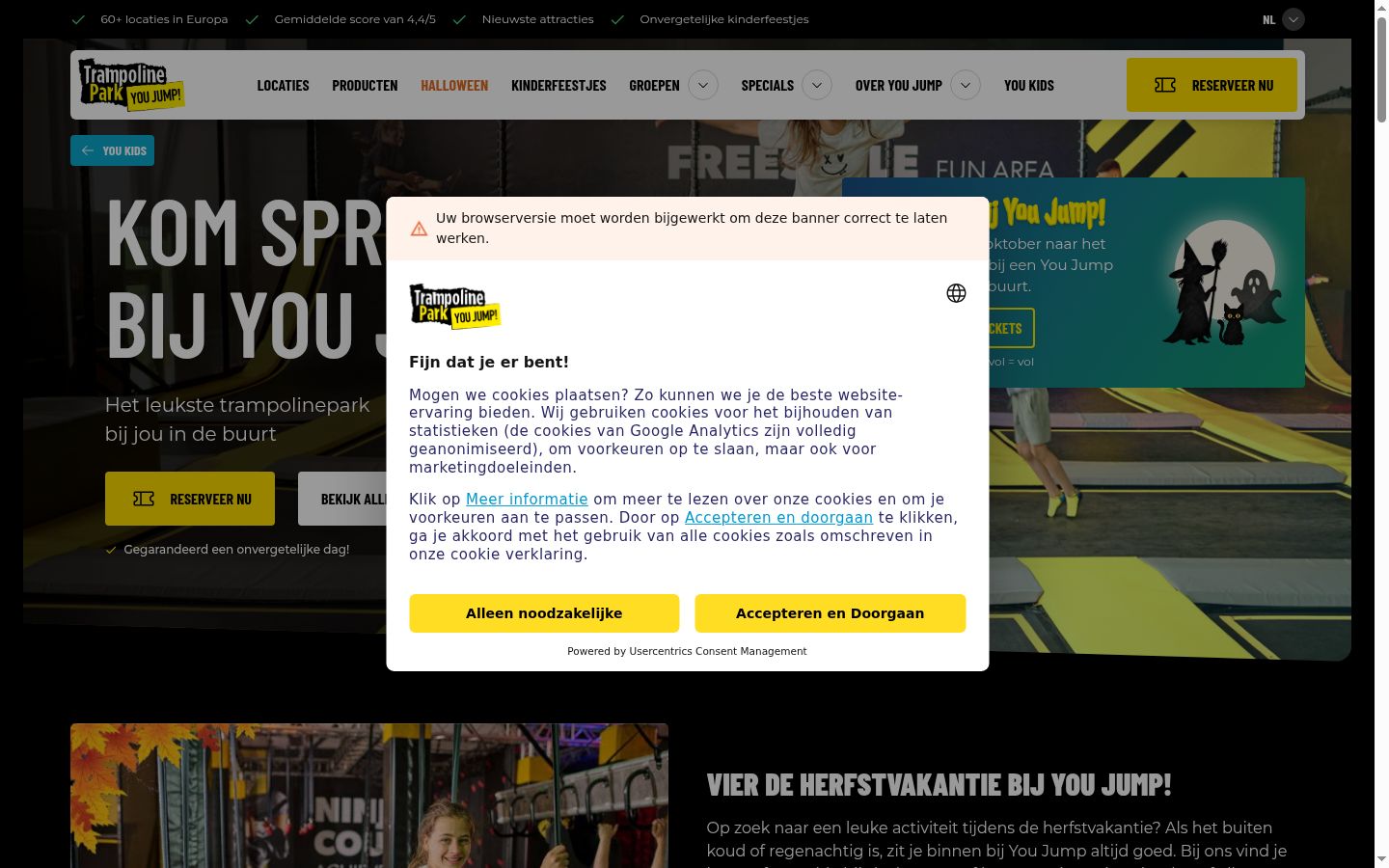 Skjermbilde av samtykkebanneret slik det vises før noen interaksjon