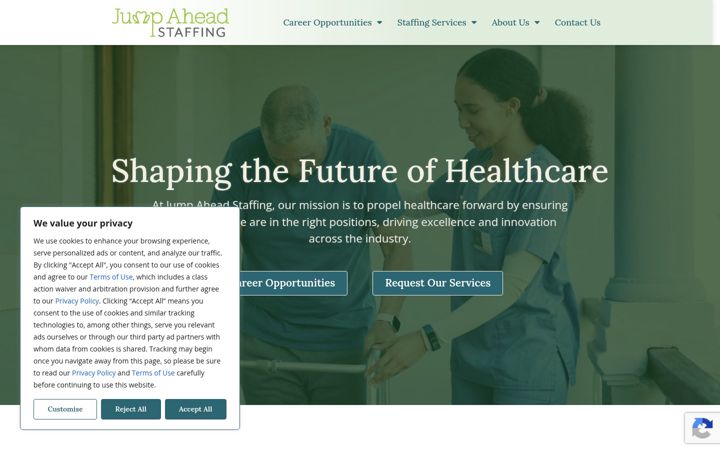 Screenshot of jumpaheadstaffing.com