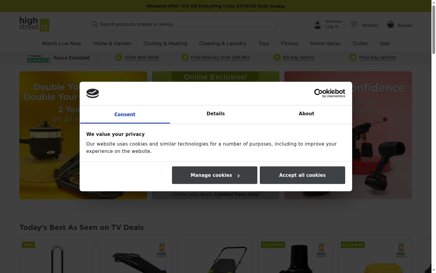 Screenshot of the consent banner shown before any interaction