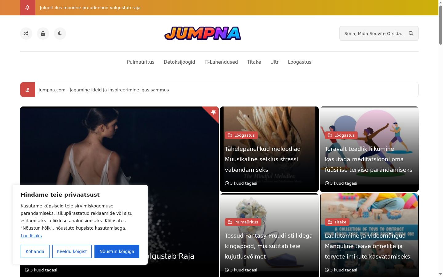 Kuvakaappaus suostumusbannerista, joka näytettiin ennen mitään vuorovaikutusta