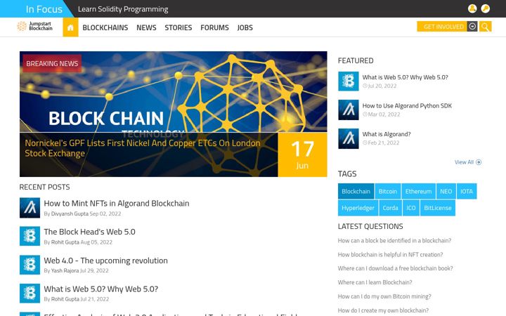 Screenshot of jumpstartblockchain.com