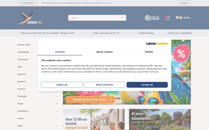 Screenshot of junai.nl