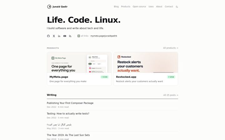 Screenshot of junaidqadir.com