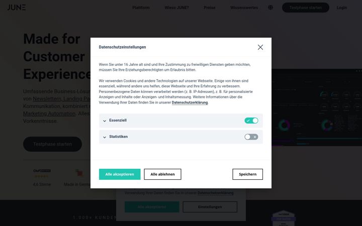 Screenshot of juneapp.com