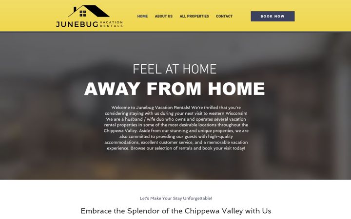 Screenshot of junebugrentals.com