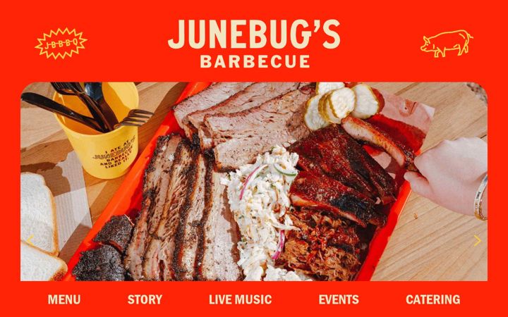 Screenshot of junebugsbbq.com