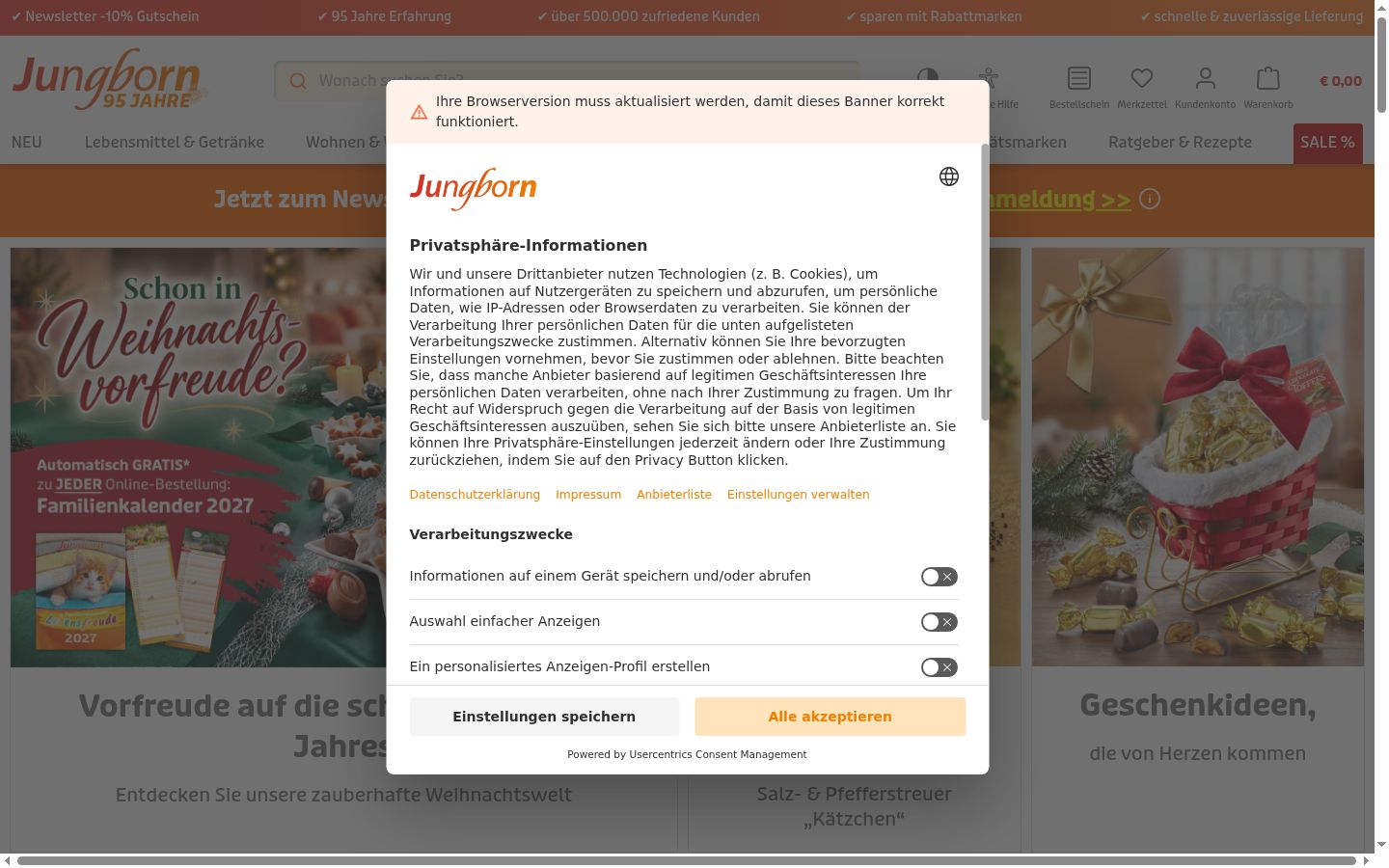 Screenshot tal-banner tal-kunsens muri qabel kwalunkwe interazzjoni