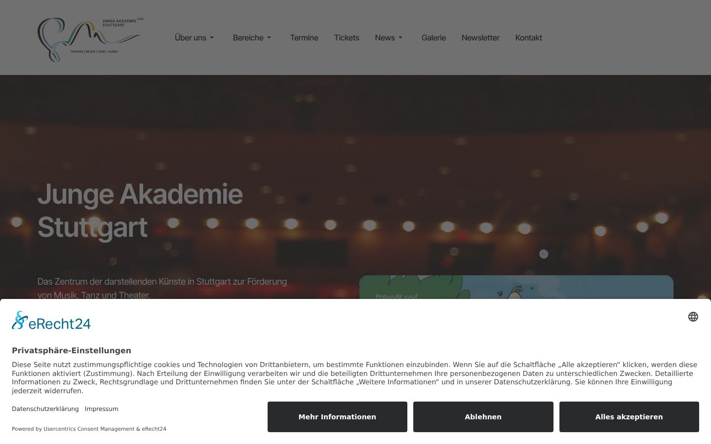 Screenshot des Einwilligungsbanners vor jeglicher Interaktion