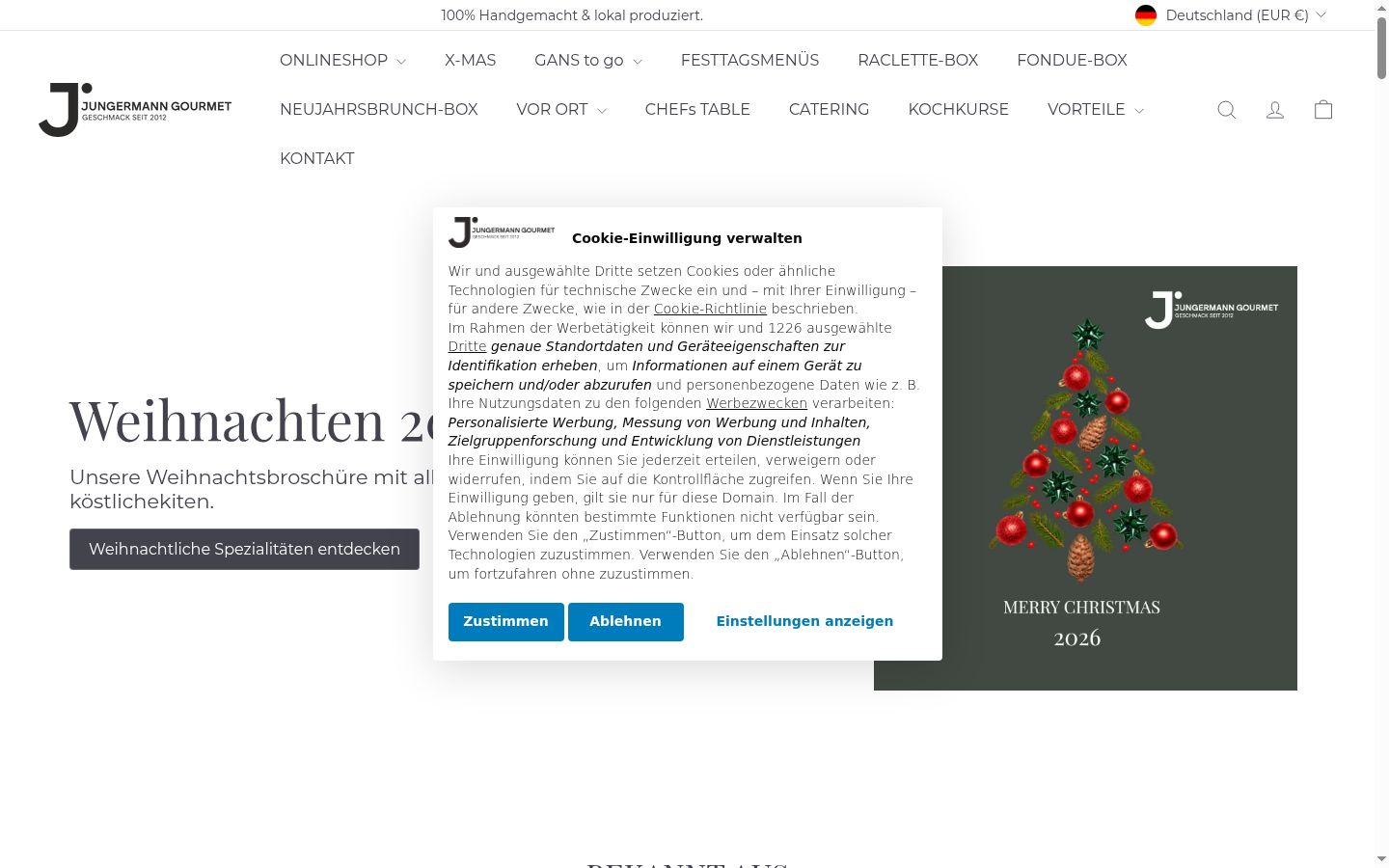 Screenshot del banner di consenso mostrato prima di qualsiasi interazione