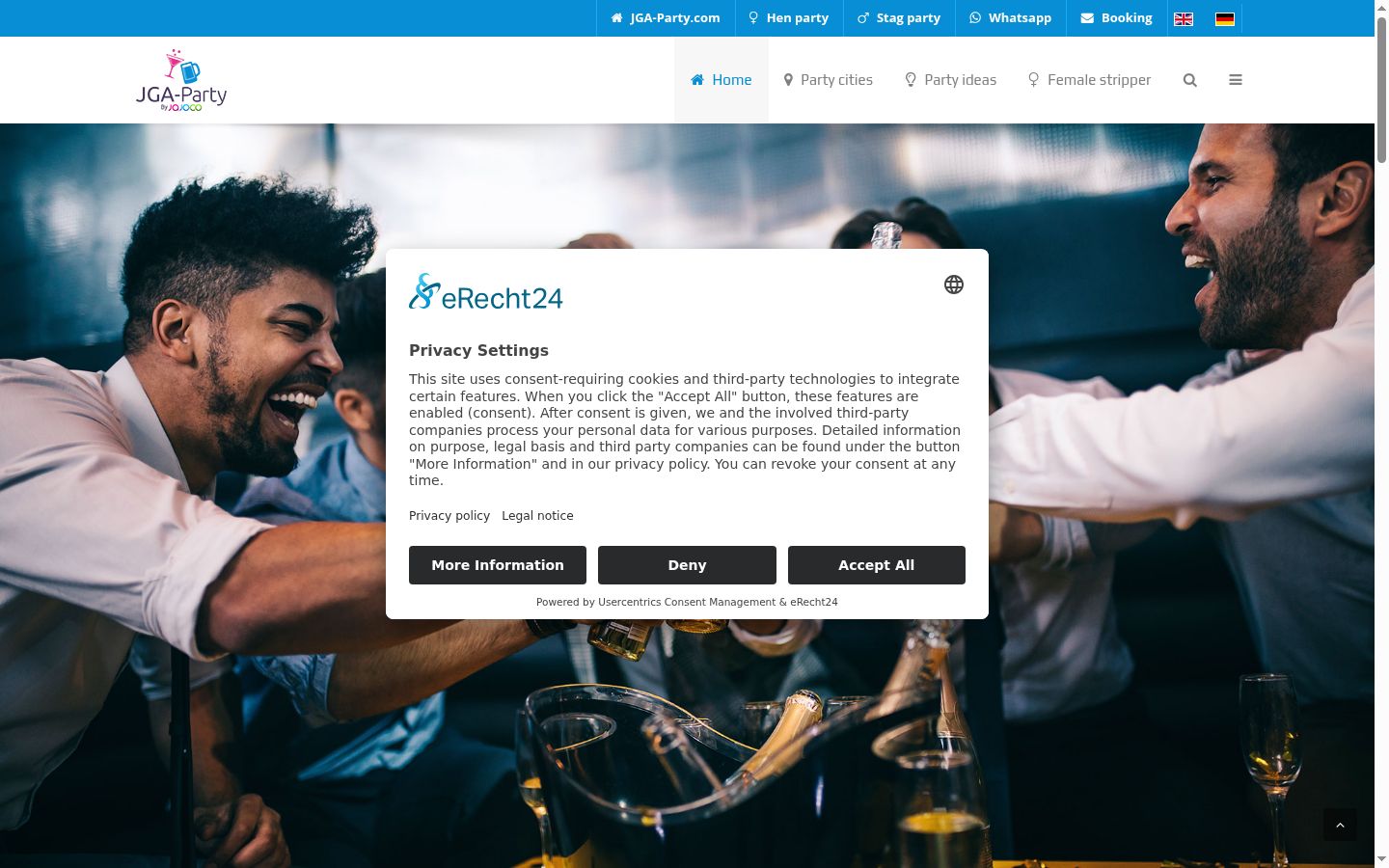 Screenshot del banner di consenso mostrato prima di qualsiasi interazione