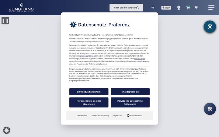 Screenshot of junghans.de