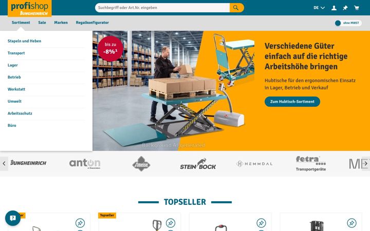 Screenshot of jungheinrich-profishop.ch