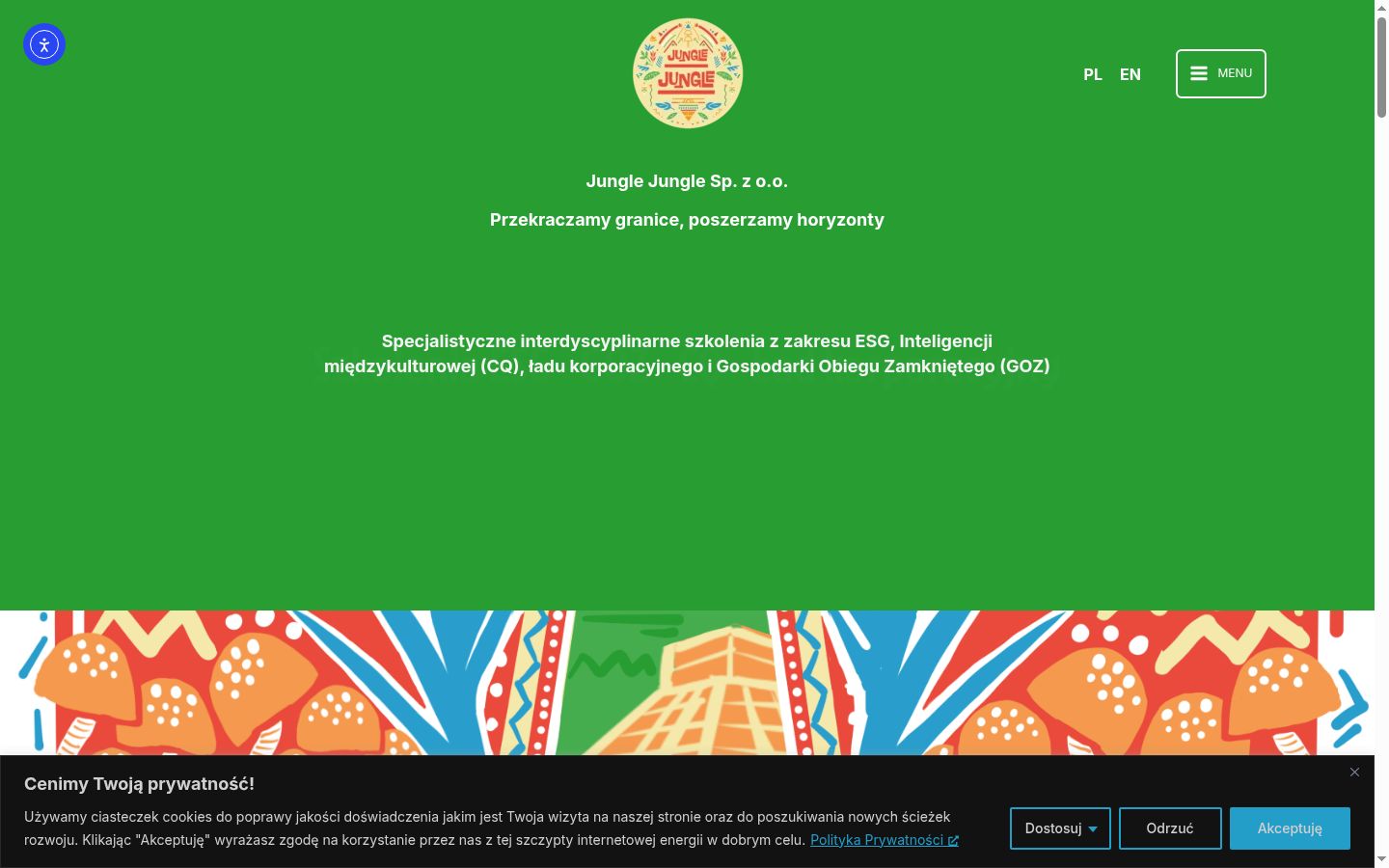Captura de pantalla del banner de consentimiento mostrado antes de cualquier interacción