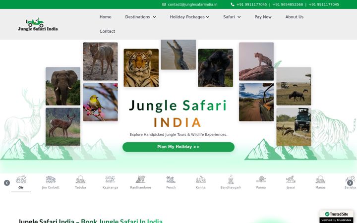 Screenshot ta' junglesafariindia.in