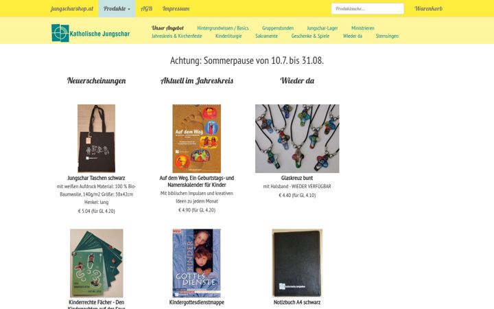 Screenshot of jungscharshop.at