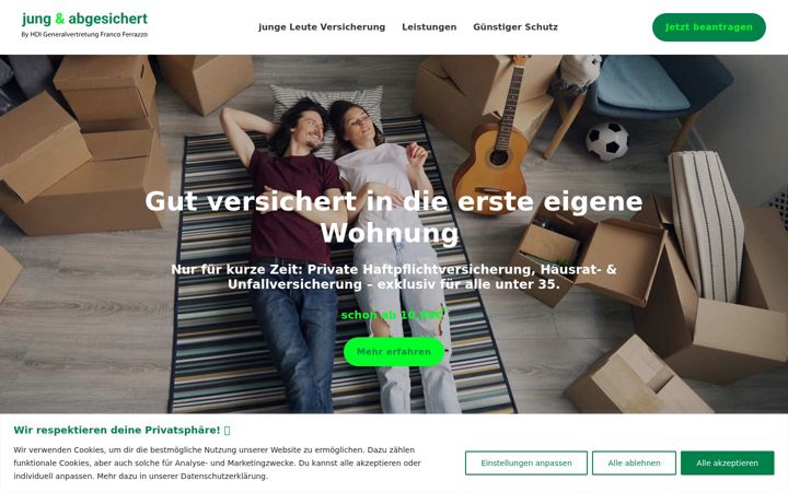 Screenshot of jungundabgesichert.de
