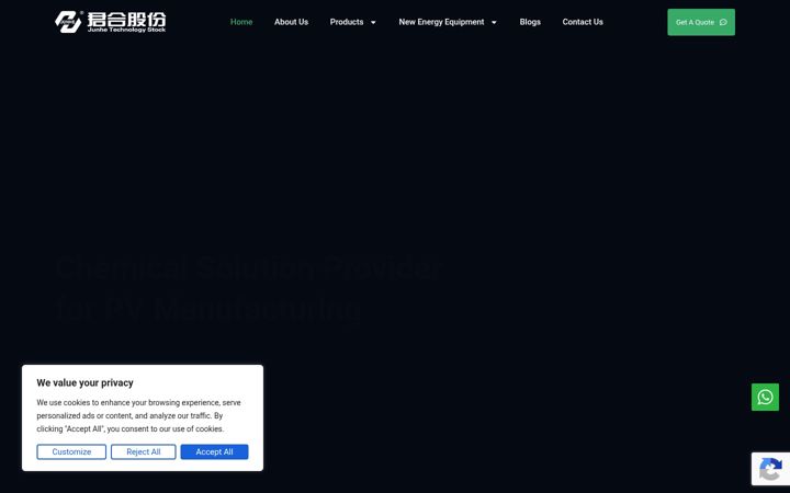 Screenshot of junhe-solar.com
