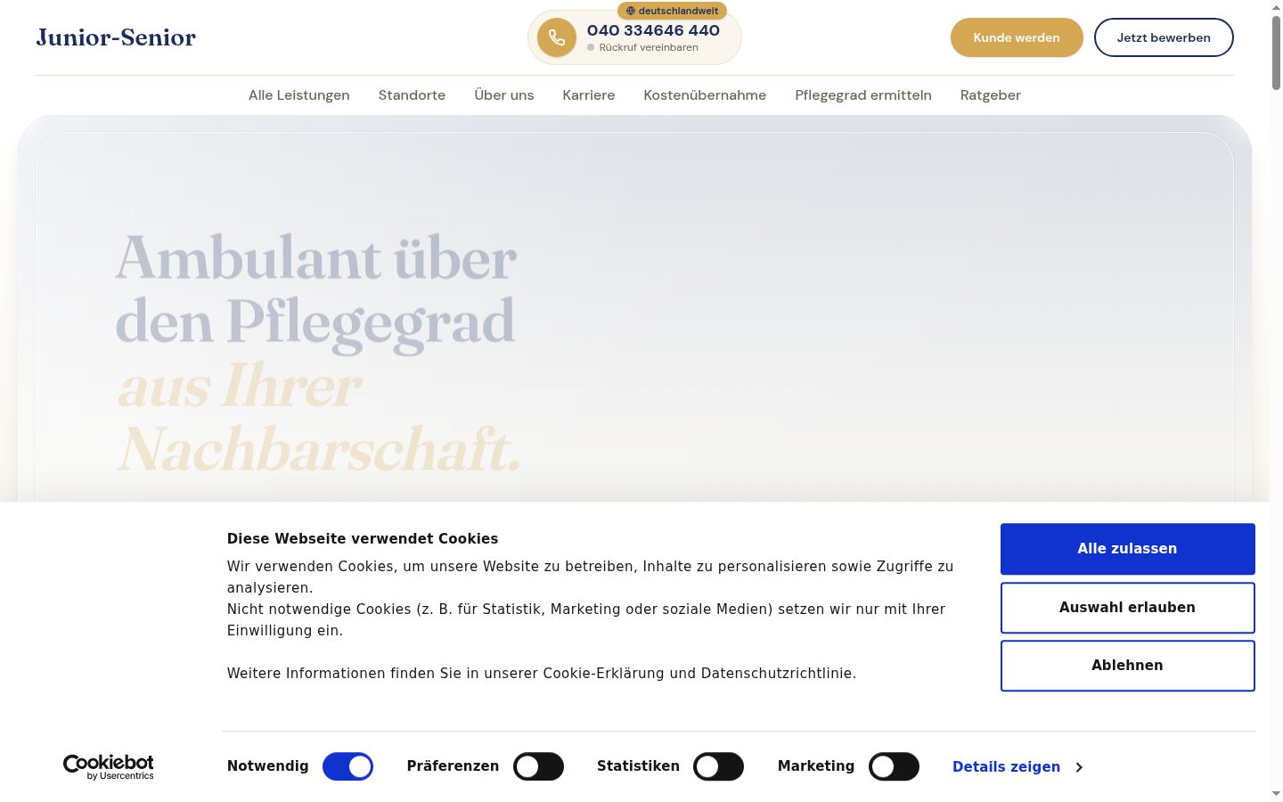 Screenshot of the consent banner shown before any interaction