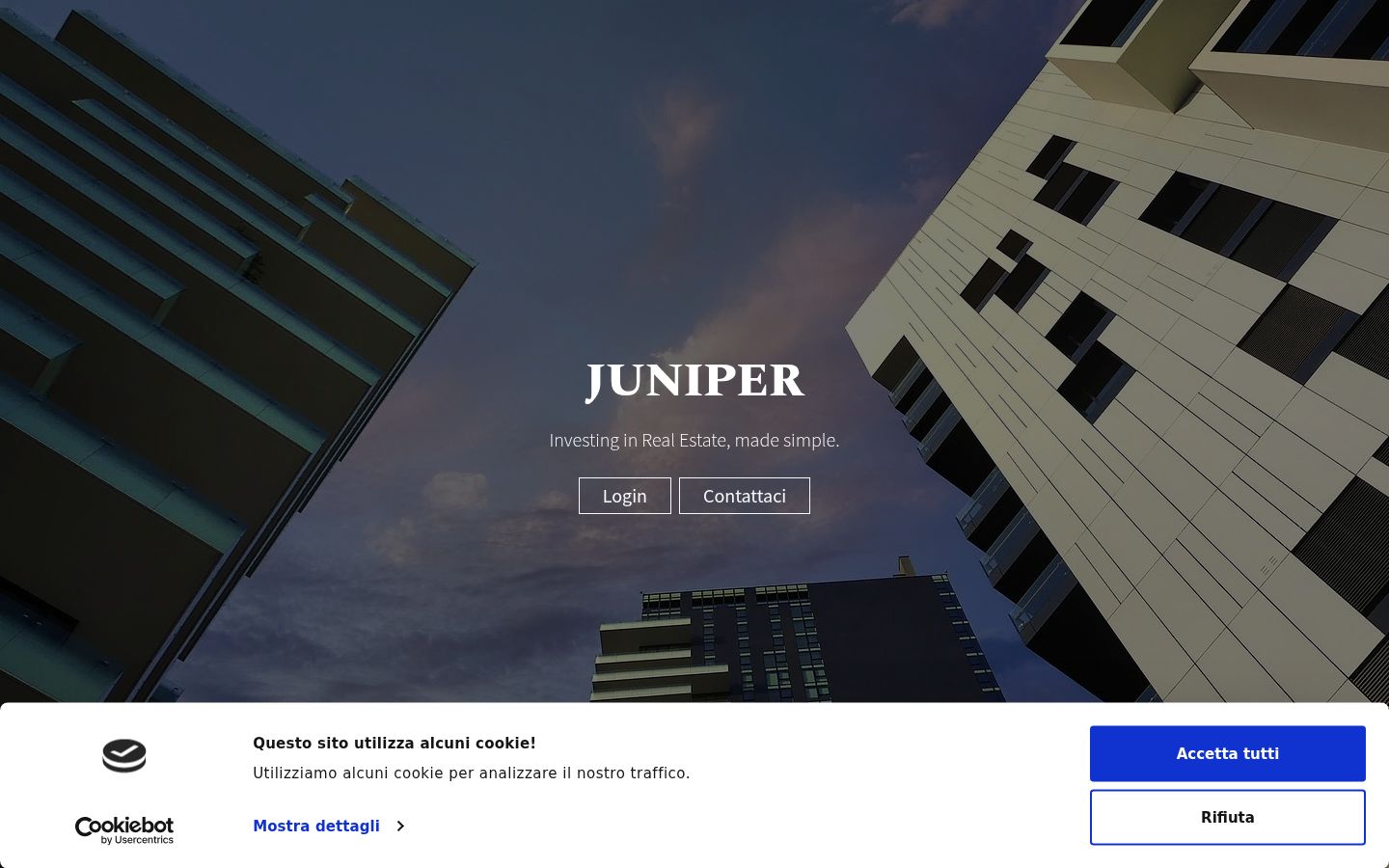 Screenshot del banner di consenso mostrato prima di qualsiasi interazione